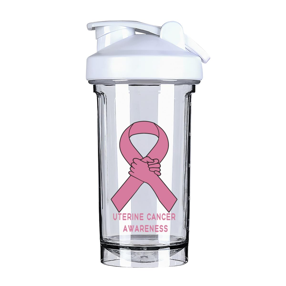 Uterine Cancer Awareness 18 Ounce Shaker Cup,Fashion Theme Pattern Shaker Bottle Leak-proof Workout Shake Bottles 500ML/18 oz Perfect for Pre Workout