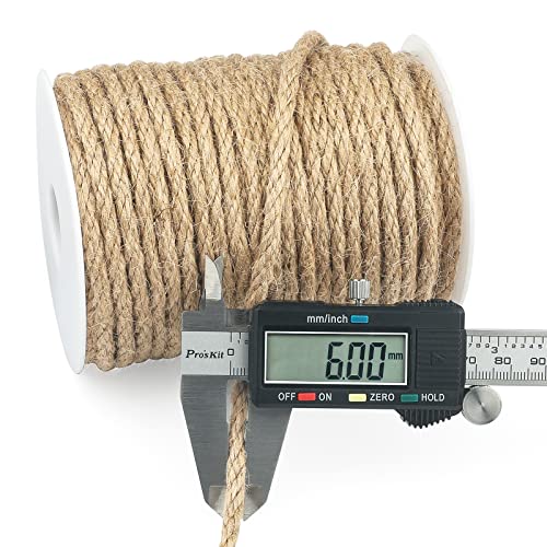 Miniatura 2 de G2plus 30m Cuerda De Yute Gruesa,6mm Cuerda Cáñamo,Rollo De Cordel Yute