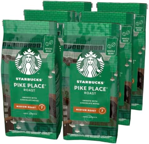 Starbucks Pike Place Roast Medium Roast Coffee Beans 200 g Bag (Pack of 6)