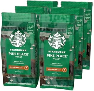 Starbucks Pike Place Roast Medium Roast Coffee Beans 200 g Bag (Pack of 6)
