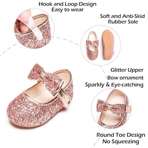 Image of PHIRAMIN Toddler Flower Girl Dress Shoes - Little Girl Mary Janes Flats Wedding