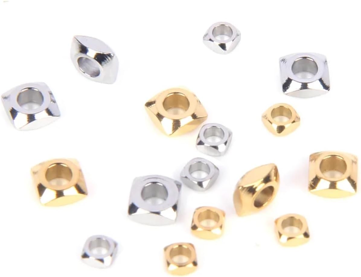 Yiodauh Spacer Beads kit 250 Pcs Stainless Steel Gold Spacer Beads Metal Loose DIY Jewelry Making for Bracelet Kit Women Men Accessories(Steel,2.5x1.2x1.5mm)