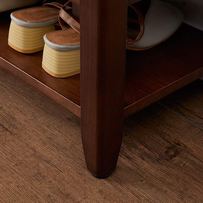 Streema art Solid Wood 2 Tier Shoe Rack Bench, Shoe Storage Bench Organizer for Front Door Entrance, Entryway Bench, End of Bed Bench for Entry, Bedroom, Closet, Living Room, Hallway 3