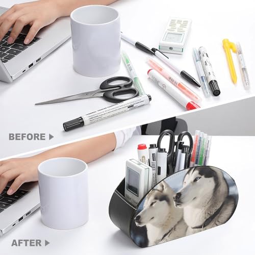 Organiseur de télécommande Husky en cuir à 5 compartiments pour bureau - 4