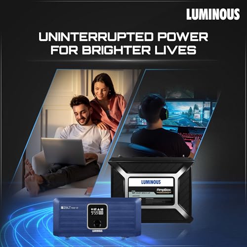 Image of Luminous Zolt 1100 Inverter + Ampbox AB30060 Gel Battery Combo - 900VA /12V Pure Sine Wave Inverter with Maintenance-Free Gel Battery | Ideal for Home, Office & Shop Use | 5 Hour Backup Duration