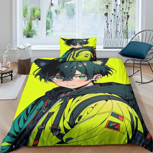 Funda nórdica de anime para cama single de 135x200 con funda de almohada 2