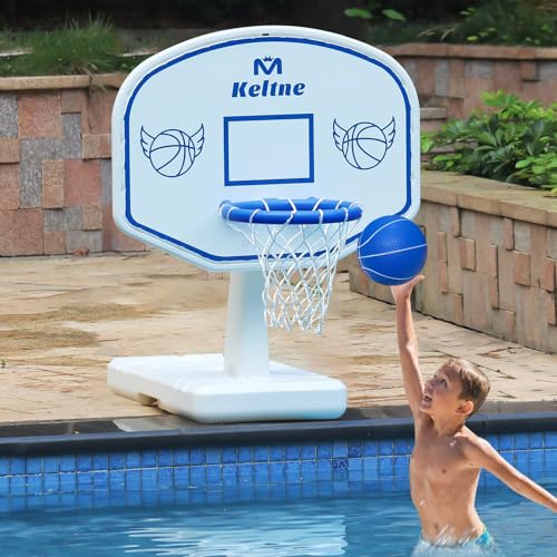 Pool Basketball Hoop, 34'x34'x42.2' Oversized Pool Toys with 2 Balls/Nets/Pump for Poolside Water Basketball Game, Pool Basketball Goal for Inround Pool & Deck - Swimming Pool Games for Kids Adults