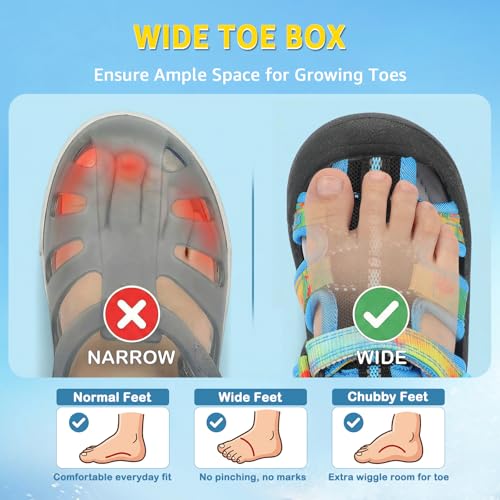 Image of Wide Toe Box Toddler Sandals Water Shoes Boys Girls Quick Dry Summer Beach