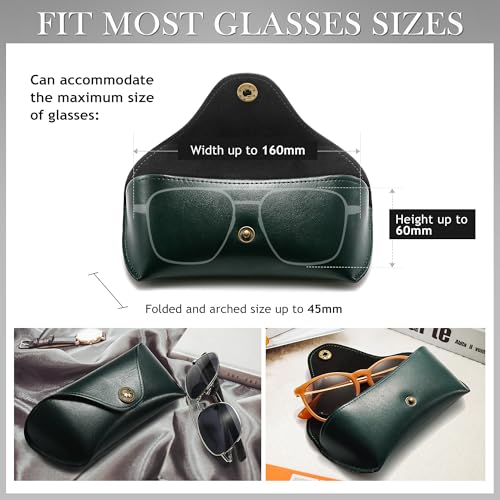 Image of SUNGAIT Sunglasses Case for Men Women: Portable Leather Eyeglasses Case Hard Shell - Slim Case for Multiple Sunglasses