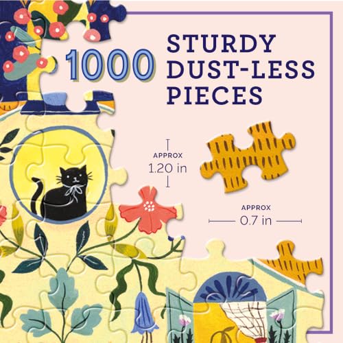Image of eeBoo 1000 Piece Puzzle - Cottage at Dusk Jigsaw Puzzle for Adults, Square 23 inch x 23 inch Made with Recycled Board & Vegetable-Based Ink