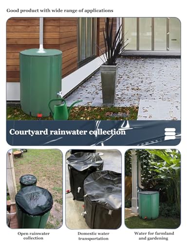 Kit di raccolta dell'acqua piovana pieghevole portatile con filtro e troppopieno, soluzione salvaspazio per la raccolta dell'acqua da giardino, capacità 200 l