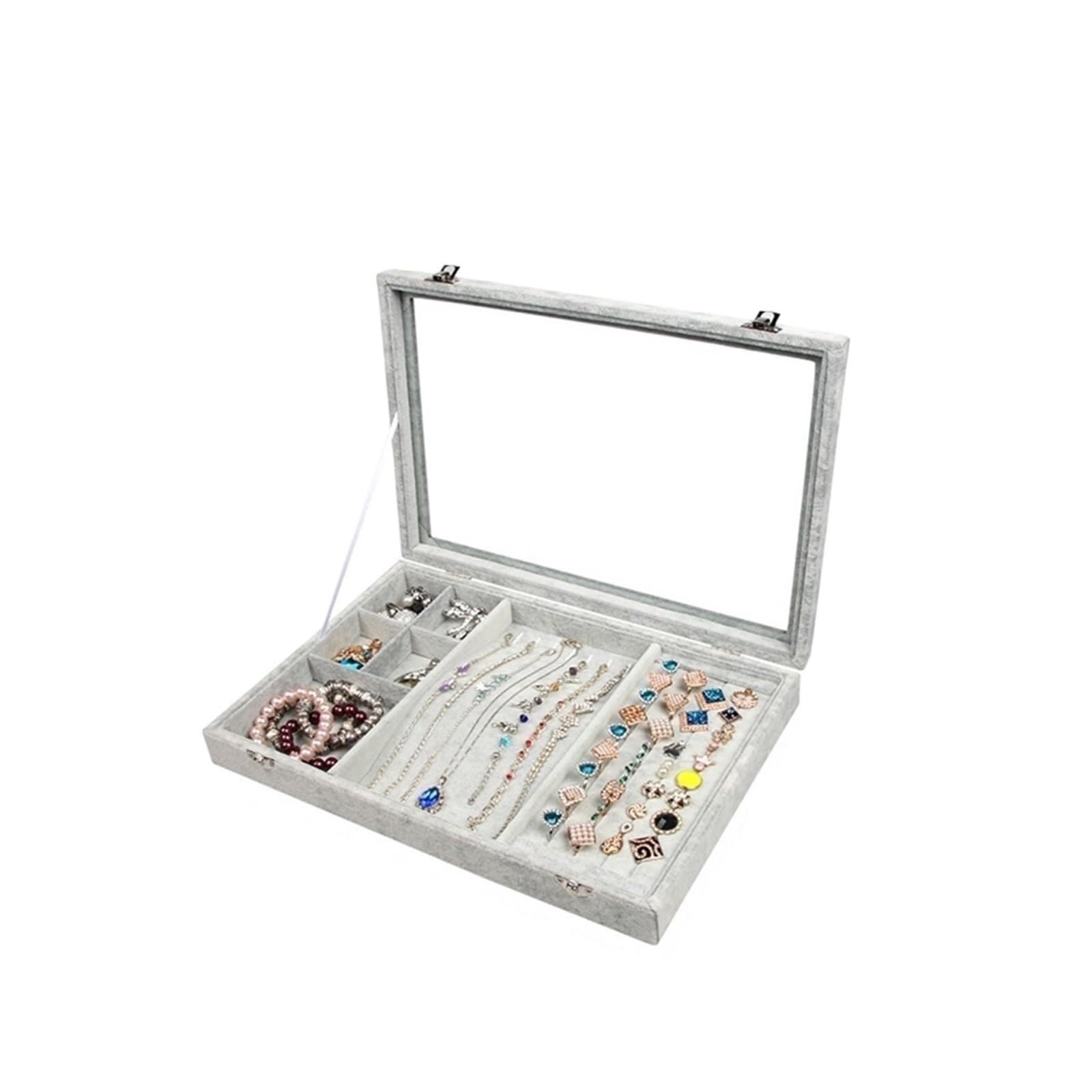 1 Pc Creative Gray Velvet Necklace Rings Earrings Jewelry Display Organizer Box Case Jewelry Box Storage Showcase Originality