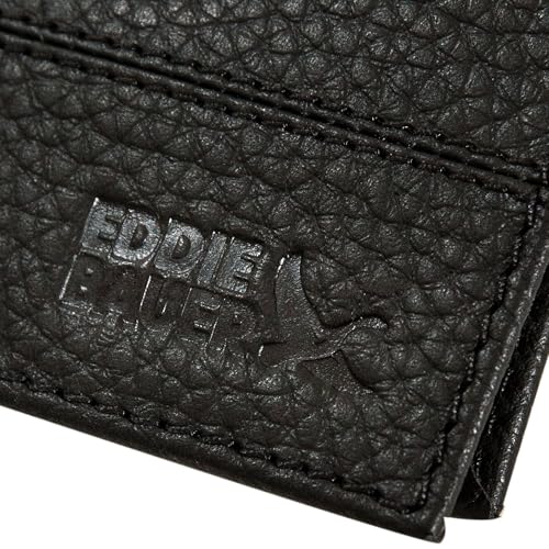Eddie Bauer Mens Rugged Leather Bifold Wallet | Money Clip | RFID Protection | ID Window | Genuine Leather | Everyday Use | Black3