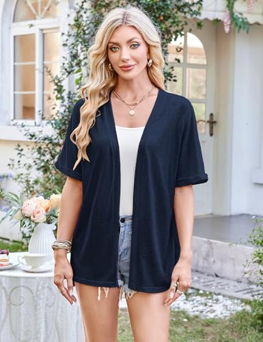 Halife Womens Summer Lightweight Cardigan Short Sleeve Open Front Casual Loose Cover Ups2