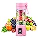 Mini licuadora Smoothie, exprimidor eléctrico de cítricos, licuadora portátil Mini Fruit Blender, 380 ml para deporte y viajes para batidos de leche DIY, jugo de frutas y batidora (rosa)
