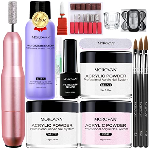 Morovan Acrylic Nail Kit with Drill - Acrylic Powder and Professional Monomer Acrylic Nail Liquid Set with Primer Acrylic Nail Brush for Acrylic Nails Morovan Acrylic Nail Kit with Drill - Acrylic Powder and Professional Monomer Acrylic Nail Liquid Set with Primer Acrylic Nail Brush for Acrylic Nails