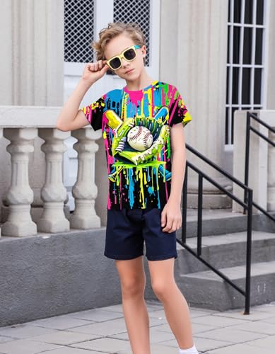 Image of 3D Graphic Short Sleeve Shirts Boys Girls Cool T-Shirt Unisex Novelty Tees for 7-12 Years Teens