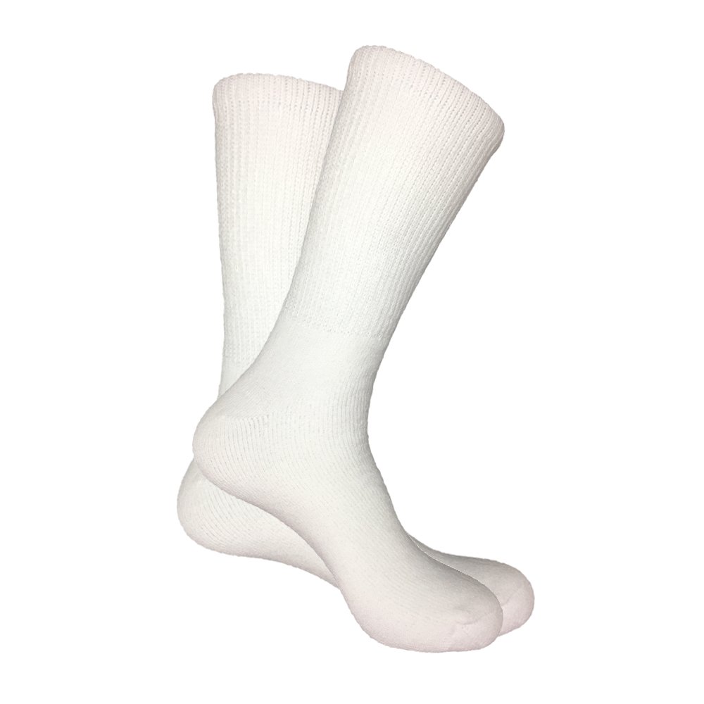 Mens Big and Tall Crew Socks Size 13-15 Loose Top Cotton (6-pairs)