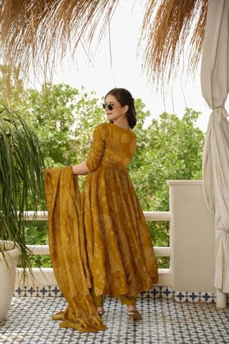 Image of ANNI Designer Kurta Sets for Women Viscose Printed | Kurti Set for Woman | Straight Kurta Narrow Narrow Pant Dupatta Set | 3 Piece Set Women | Mandarin 3 /4 Sleeve Regular Fit Stylish Ethnic Outfit