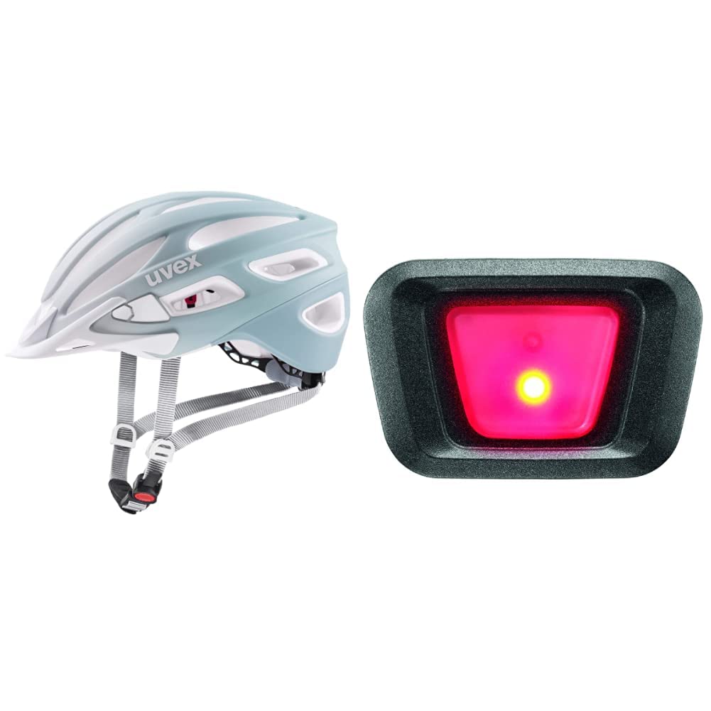 uvex True cc - Leichter Allround-Helm für Damen & Plug-in LED XB048 Licht - Finale & True Modelle - Dauer- oder Blinklicht - Black-red