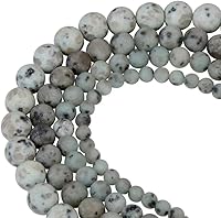 Vista 17 de Cuentas de piedra de jaspe Picasso natural mate de 0.236 pulgadas (0.236 in), piedras preciosas redondas sueltas para hacer joyas y pulseras, piedra