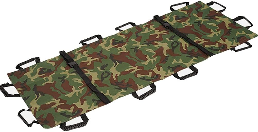 Cloth Stretcher Simple Stretcher Stretcher Folding Nursing Emergency Mobile Home, Clinic, Hospital, Breathable Lightweight Waterproof Stretcher Patient Moving Seat Safety Belt with Storage Bag