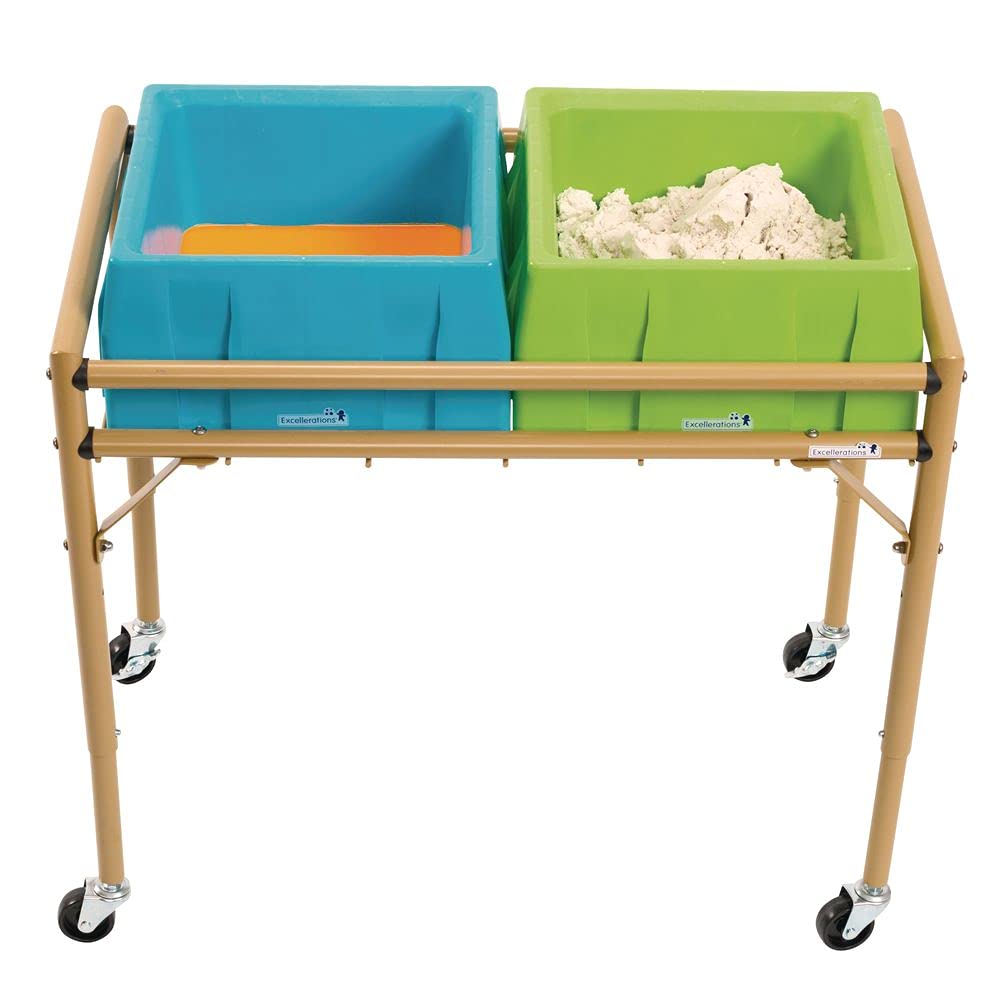 Excellerations Sensory Sand Table with Activity Trays and Lids, 2 Trays and Lids with Adjustable Stand