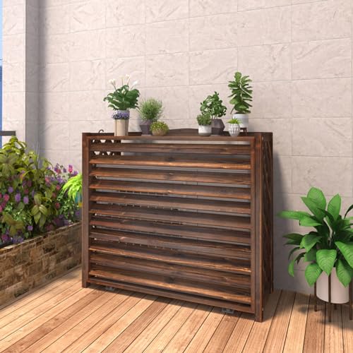Paneles de valla de privacidad de madera rústica para plantas al aire libre, soporte de exhibición de macetas, cubierta de aire acondicionado y pantalla decorativa para uso en interiores y exteriores