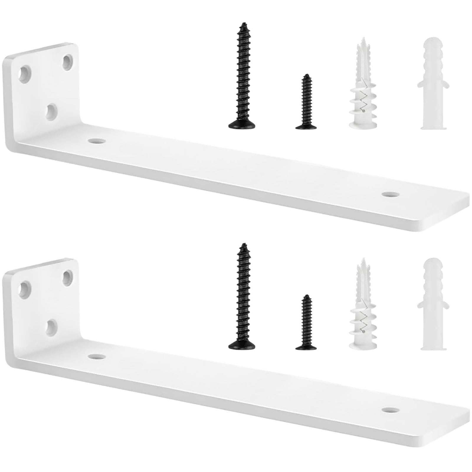 2 Pack Floating Shelf Brackets 12in, Heavy Duty Wall Mounted Shelf Brackets, L-Shaped Metal Shelf Support for Floating Shelves