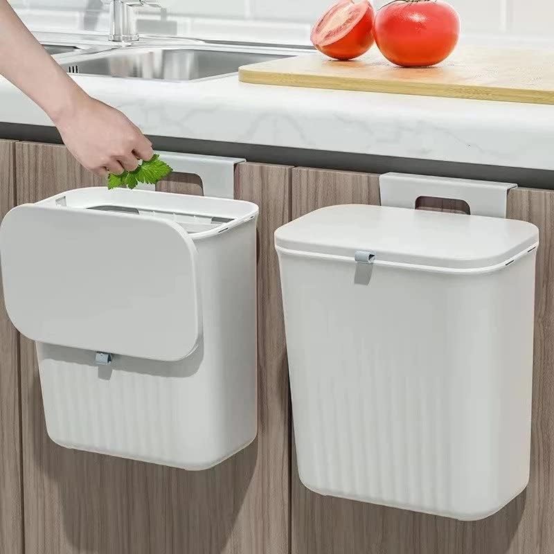 MORPICH Compost Bin Hanging Trash Can Cabinet Door Or Under Sink,Over Door Mounted Waste Bin Bathroom Garbage Bin Rectangular Plastic Wastebasket Dustbin Bedroom Office (WHITE) (B0CVGTS5HC) Amazon Price History, Amazon Price Tracker