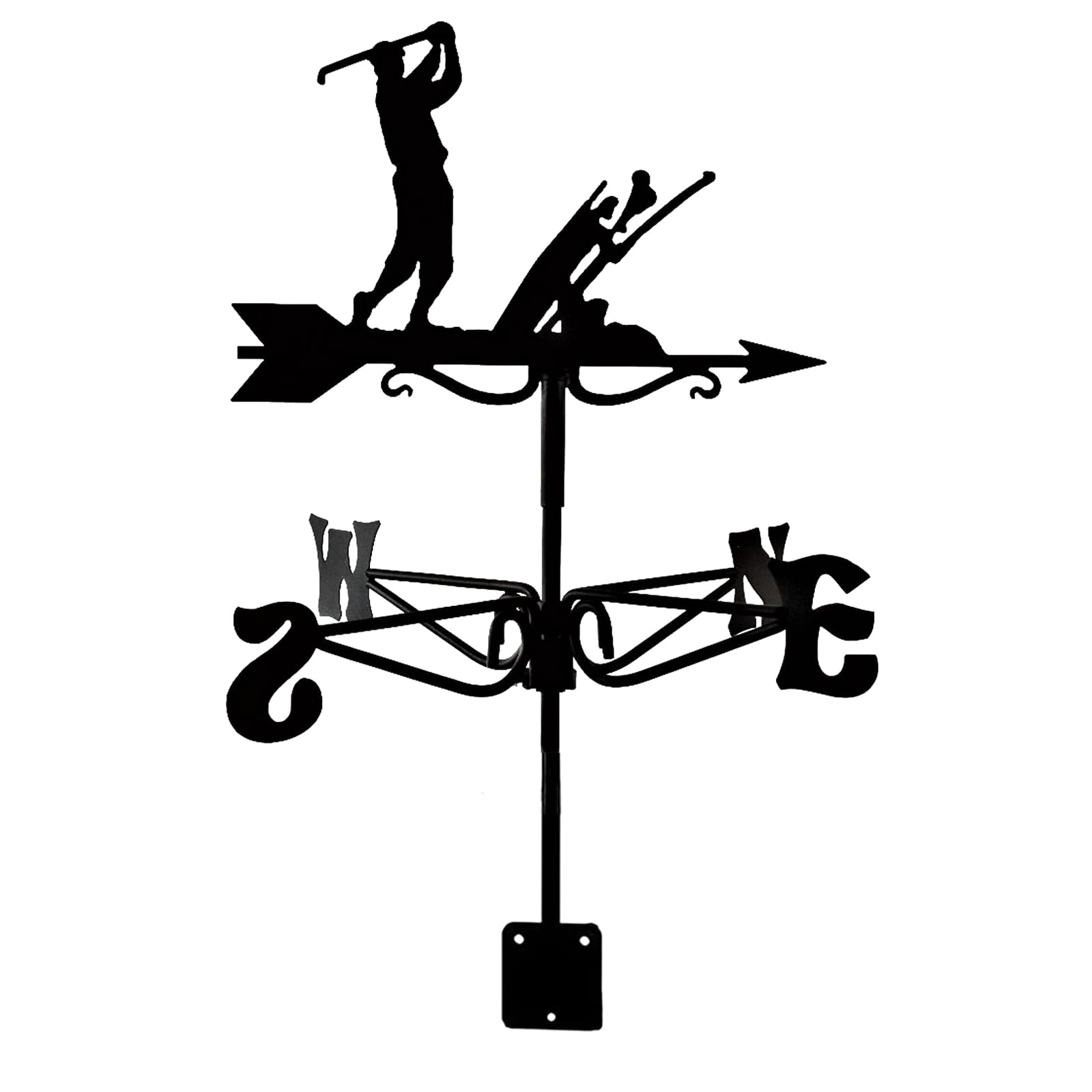 Retro Metal Weathervane with Roof Mount Golfers Weather Vanes Garden Stakes Wind Vane Ornament Direction Indicator