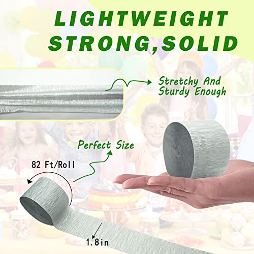 Image of Silver Crepe Paper Streamers 6 Rolls, Party Streamers for Birthday Wedding Baby Bridal Shower Decorations Halloween Christmas Craft Supplies (1.8 Inch x 82 Ft /Roll,492ft)