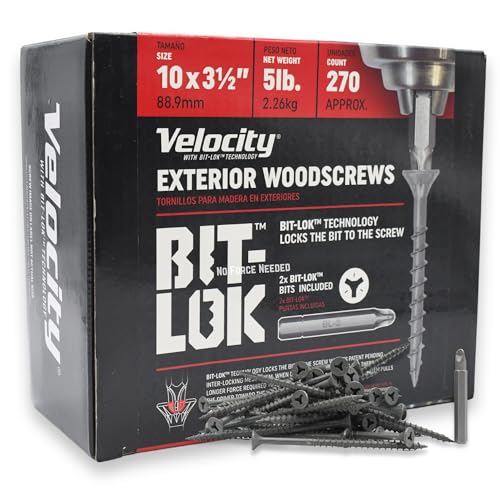 Vis à bois extérieures 8,9 cm Velocity #10 avec technologie BIT-LOK et embout inclus