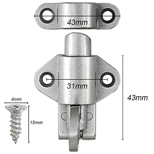 2 Stücke Türriegel, Fenster Türschlossschloss, Automatische Türriegel, mit Schrauben Automatischer Rückprall Spring Riegelschloss für Fenster, Schuppen, Tor, Toilette, WC Schlafzimmer (Silber)