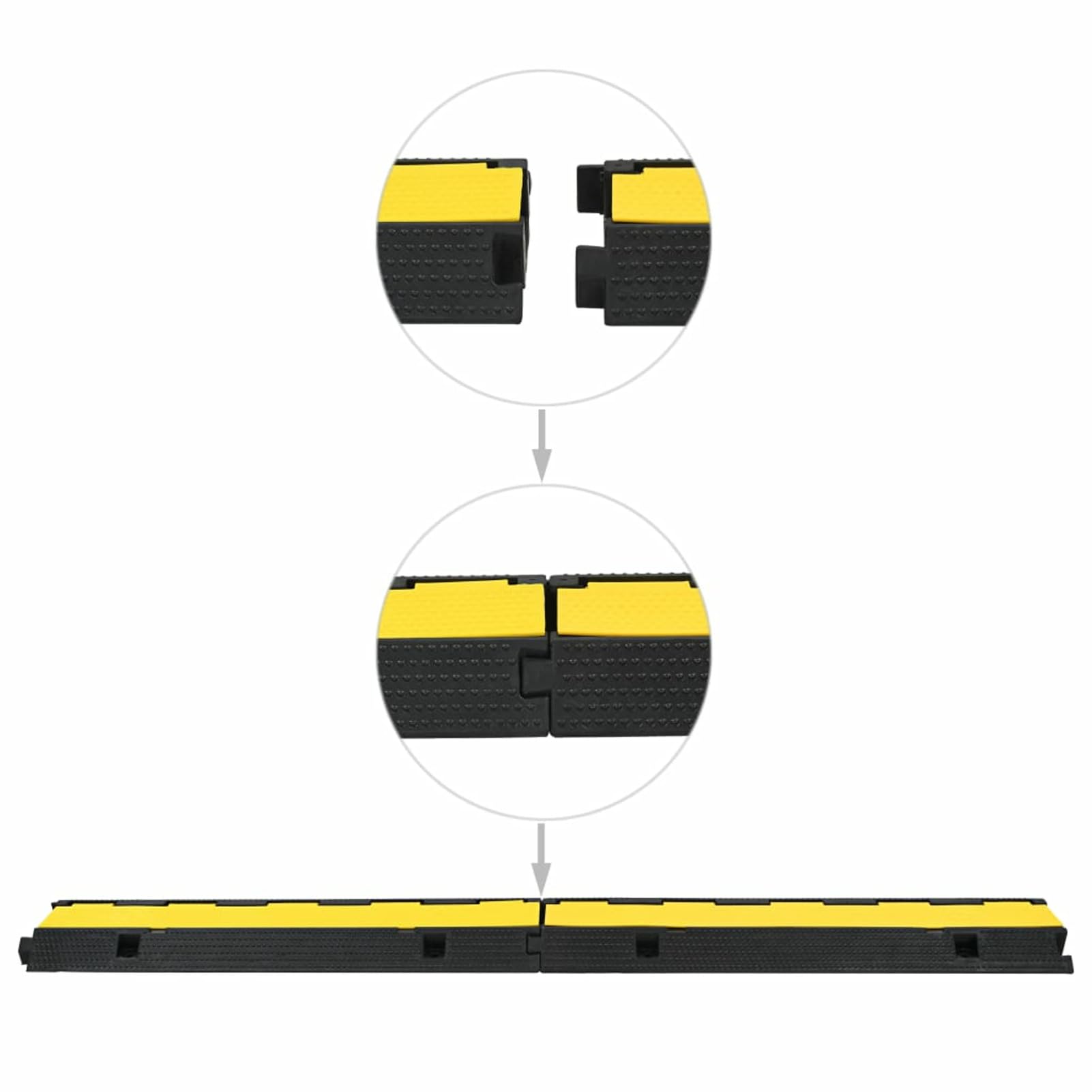 Homgoday Lot de 2 protections de câble en caoutchouc 1 canal 100 cm