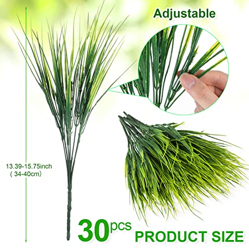 30 Bundles Artificial Outdoor Plants Uv Resistant Fake Grasses No Fade Faux Plastic Wheat Grass Greenery Shrubs Garden Porch Window Box Decorating Craft #TOP1