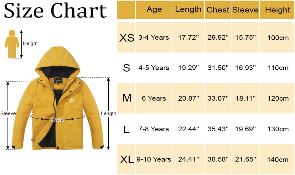 Vista 7 de Spmor Chaqueta de esquí impermeable con capucha para niños y niñas, abrigo de snowboard resistente al viento para la nieve
