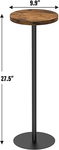 Miniatura 6 de TUTOTAK Mesa auxiliar redonda alta, mesa auxiliar pequeña, junto a la mesa, mesa de bebida, mesa auxiliar de pedestal, sala de estar, marrón