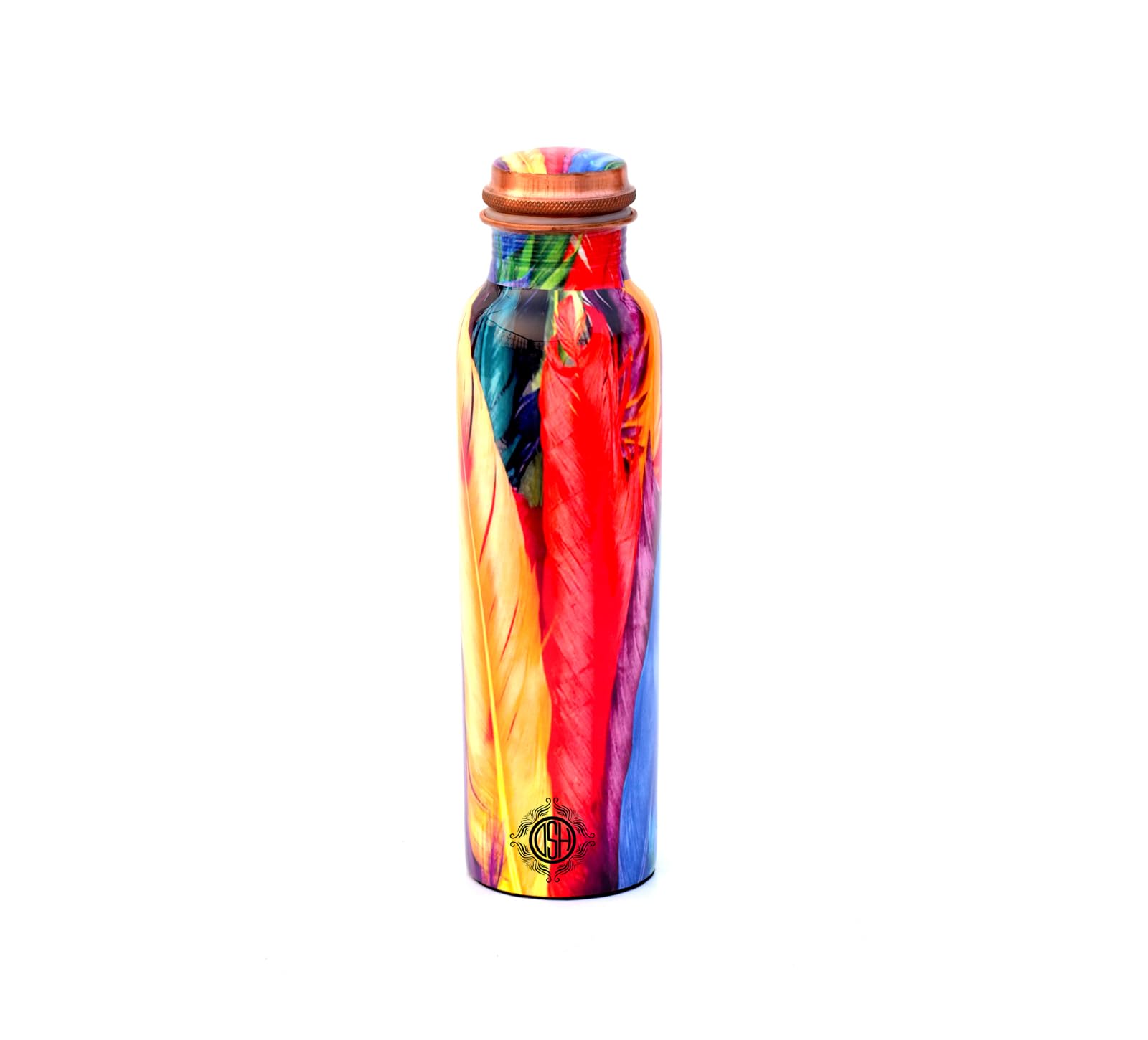DSH Copper Bottles for 1 Litre Printed with Modern Art, Travelling Purpose Bottles, Yoga Ayurveda Healing, 1000 ML (Design SM12)