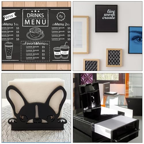 Image of 4 Pack 8 x 12 Inch Black Acrylic Sheet - 1 /4 inch Thick (6mm) Black Plexiglass Sheets, Cast Acrylic Sheet with Protective Paper for DIY Display, Craft, Sign, Painting, Laser Cutting
