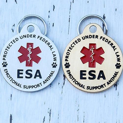 Personalizierte ESA Emotionale Unterstützung Tier Hundemarke mit Gravur, Service Dog Diensthundemarke Diensthunde Tiermarke Abzeichen, Hundegeschirr Hundeweste mit Custom Name graviert