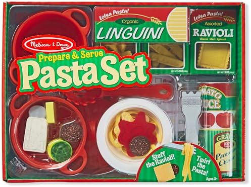 Melissa & Doug Prepare & Serve Pasta Set with Toy Food & Kids Play Kitchen Accessories, Montessori-Inspired Preschool Learning Toys for Girls & Boys 3+ (Pack of 6) - 2