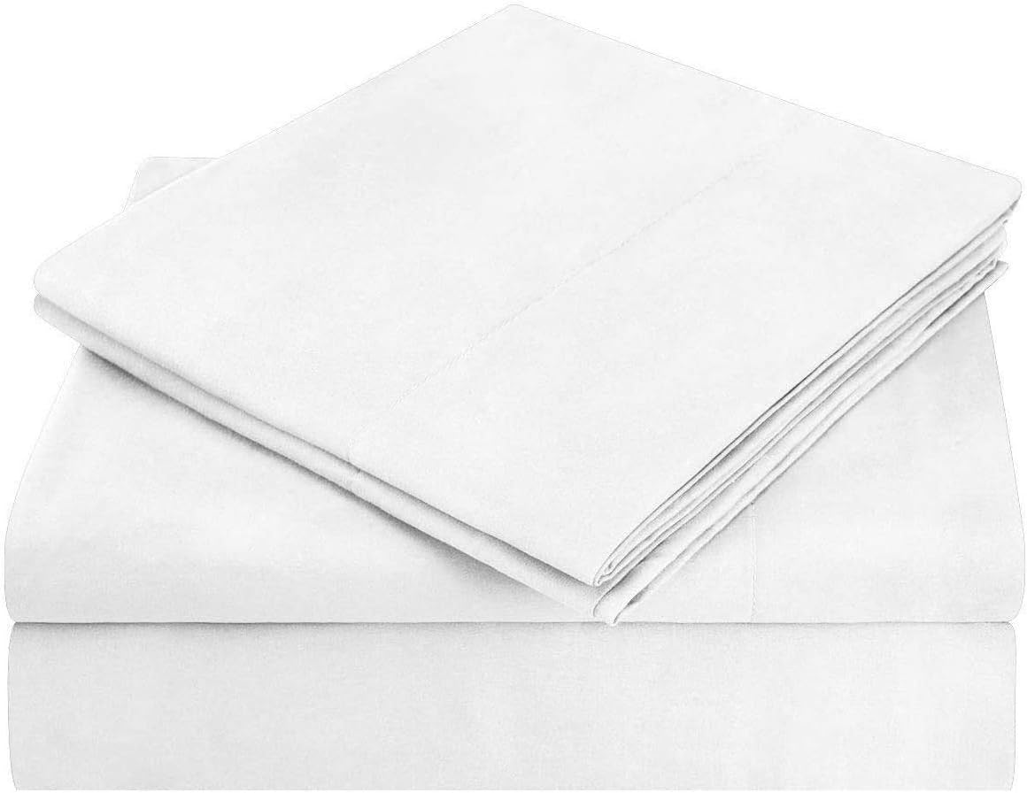 Sale Today ONLY! On Amazon 1200 Thread Count Soft Egyptian Cotton Sheet Set DEEP POCKET, Queen, White Solid, ITALIAN Finish ( Features : Fully Elastic Fitted Sheet Fits 24-26" Pocket )