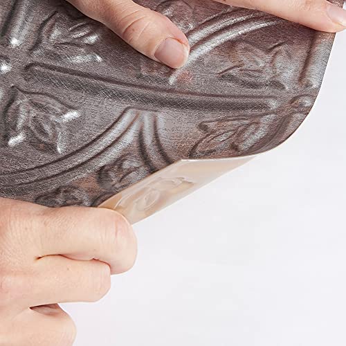 Fasäde Traditional Style/Pattern 1 Decorative Vinyl Backsplash Panel In Copper Fantasy (6X6 Inch Sample) #TOP3