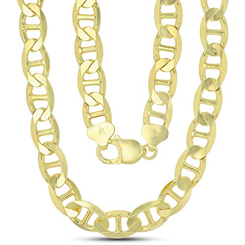 14K Yellow Gold Plated Silver 10Mm Mariner Chain For Men With Lobster Claw Clasp | 8.50" Bracelet | 925 Mariner Bracelet For Men And Women #TOP29