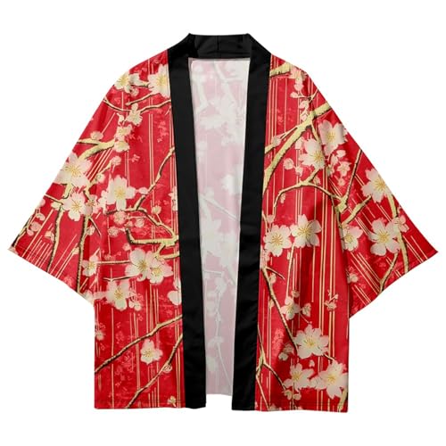 Image of LAI MENG FIVE CATS Women's Floral Print Loose Blouse Japanese Kimono Tops | Puff Sleeve,Cover up Top,Casual Cute Tops,Summer Cardigans 2026