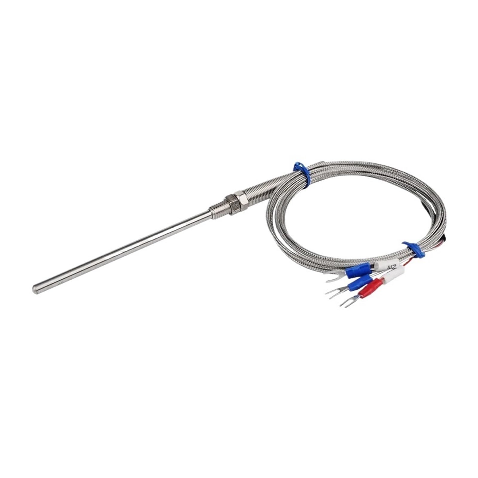 Escudo de Acero Inoxidable, Tubo de sonda de 10cm, Sensor de Temperatura PT100 con Cable de 2m y 3 Cables for Controlador(Cable Length 3m)