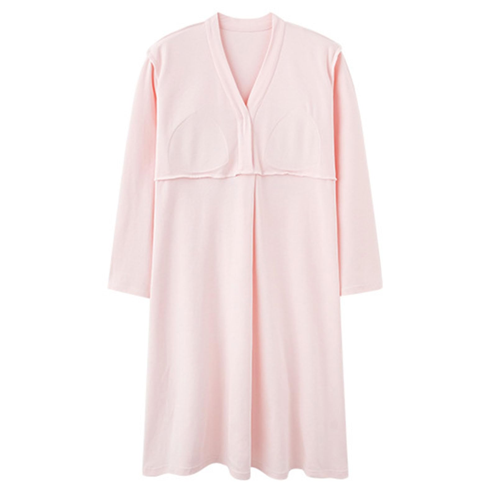 Allattamento al seno Cotone Maternità Camicia da notte Manica Lunga Allattamento Indumenti da notte Postpartum Vestibilità ampia Gravidanza Allattamento al seno Liscio Comfort Maternità
