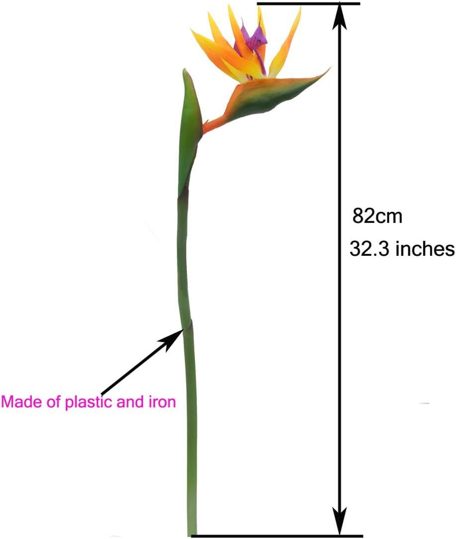 Calcifer 32'' Real Touch Bird of Paradise Artificial Flowers Bouquet for Home Garden Decoration/Wedding Party Decor Orange (Package Quantity: 5 Stems) - Image 2