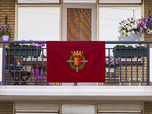 Oedim Bandera de Valladolid Sin Palo | 150x85cm | Reforzada y con Pespuntes | Bandera con 4 Lazos y Resistente al Agua